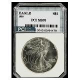 Coin 1993  American Silver Eagle PCI MS70
