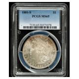 Coin 1881-S  Morgan Silver Dollar PCGS MS65