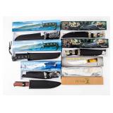 Knife Lot Of 8 Fixed Blades Knives In Box