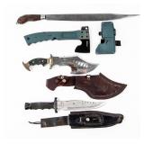 Knife Lot Of 4 Large Fixed Blades