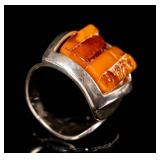 Jewelry Sterling Silver Amber Ring