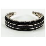 Jewelry Sterling Silver Black Stone Cuff Bracelet