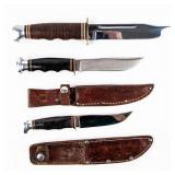 Knife Lot Of 3 Fixed Blade Ka-Bar Vintage Knives