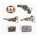 (6) Vintage Belt Buckles Colt Python Style +