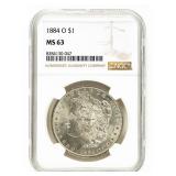 Coin 1884-O Morgan Silver Dollar NGC MS63