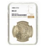 Coin 1884-O Morgan Silver Dollar NGC MS63
