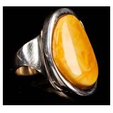 Jewelry Sterling Silver Amber Ring