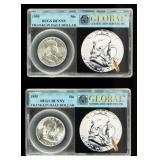 Coin (2) 1955 Franklin Half Dollars Bugs Certified