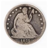Coin 1875-CC Seated Liberty Half Dollar in VG