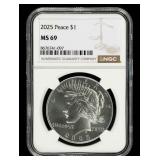 Coin 2025 Peace Silver Dollar NGC MS69