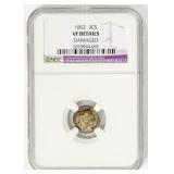 Coin 1852 Three Cent Silver NGC VF *