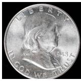 Coin 1949 Franklin Half Dollar Brilliant Unc.