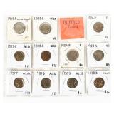 Coin (11) Buffalo Nickels 1913-1938