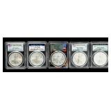 Coin (5) American Silver Eagles PCGS MS70