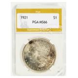 Coin 1921  Morgan Silver Dollar PGA MS66
