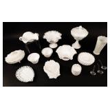 Vintage Lot of 17 Mid Century Milk Glass Pieces