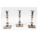 Set of 3 Victorian Silver-Plated Candlesticks