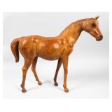 Vintage Leather-Wrapped Horse Figure