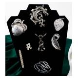 Jewelry Lot of Silver-Toned Costume Pieces