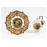 Vintage Porcelain Vase & Decorative Plate