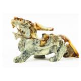 Hand-Carved Jade Walking Dragon Statue