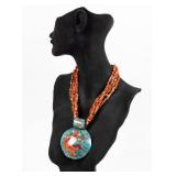 Jewelry Sterling Silver Shell & Coral Necklace