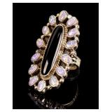 Jewelry Sterling Silver Opal & Onyx Ring