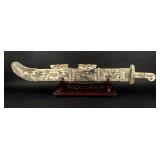 Vintage Chinese Hand Carved Bone Sword