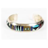 Jewelry Sterling Silver Stone Inlay Cuff Bracelet