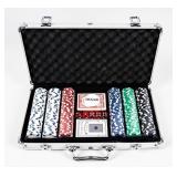 Large Poker Chips and Cards Set in Brief Case