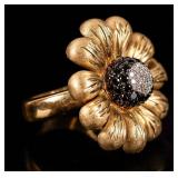 Jewelry 14kt Yellow Gold Diamond Flower Ring