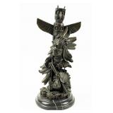 Bronze Native American Indian Totem Pole Statue