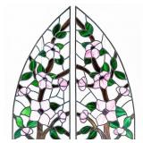 2 Vintage Stained-Glass Art Panels