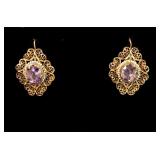 Jewelry 14kt Yellow Gold Amethyst Earrings