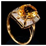 Jewelry 10kt Yellow Gold Citrine & Diamond Ring