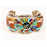 Jewelry Sterling Silver Stone Inlay Cuff Bracelet
