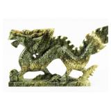 Hand-Carved Chinese Jade Dragon Statue