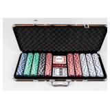 Large Poker Chips and Cards Set in Brief Case