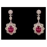 Jewelry 18kt White Gold Ruby & Diamond Earrings