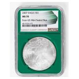 Coin 2007 American Silver Eagle NGC  MS70
