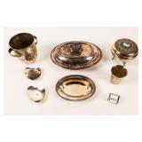 Lot of 9 Antique Silver Plate Accents