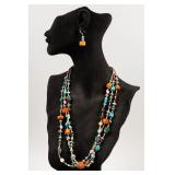 Jewelry Sterling Silver Beaded Necklace & Earrings