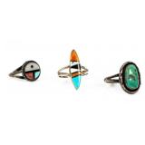 Jewelry 3 Sterling Silver & Stone Rings