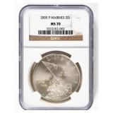 Coin 2005-P Marines Silver Dollar NGC MS70