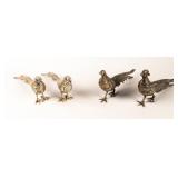 Set of 4 Vintage Silver-Plated Pheasants