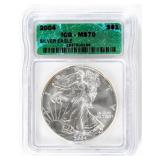 Coin 2004 American Silver Eagle ICG MS70