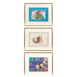 3 Framed Mixed Media Artwork