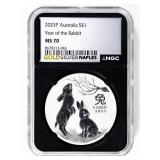 Coin 2023 Australia Year of the Rabbit NGC MS70