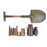 Mixed Lot Of Military Memorabilia Casings & More