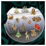 Jewelry Lot Signed Costume Christmas Brooches